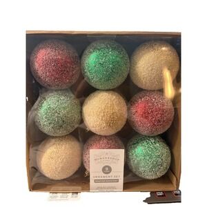 9ct‎ 100mm Christmas Ornament Set Iced Green/Champagne/Red - Wondershop